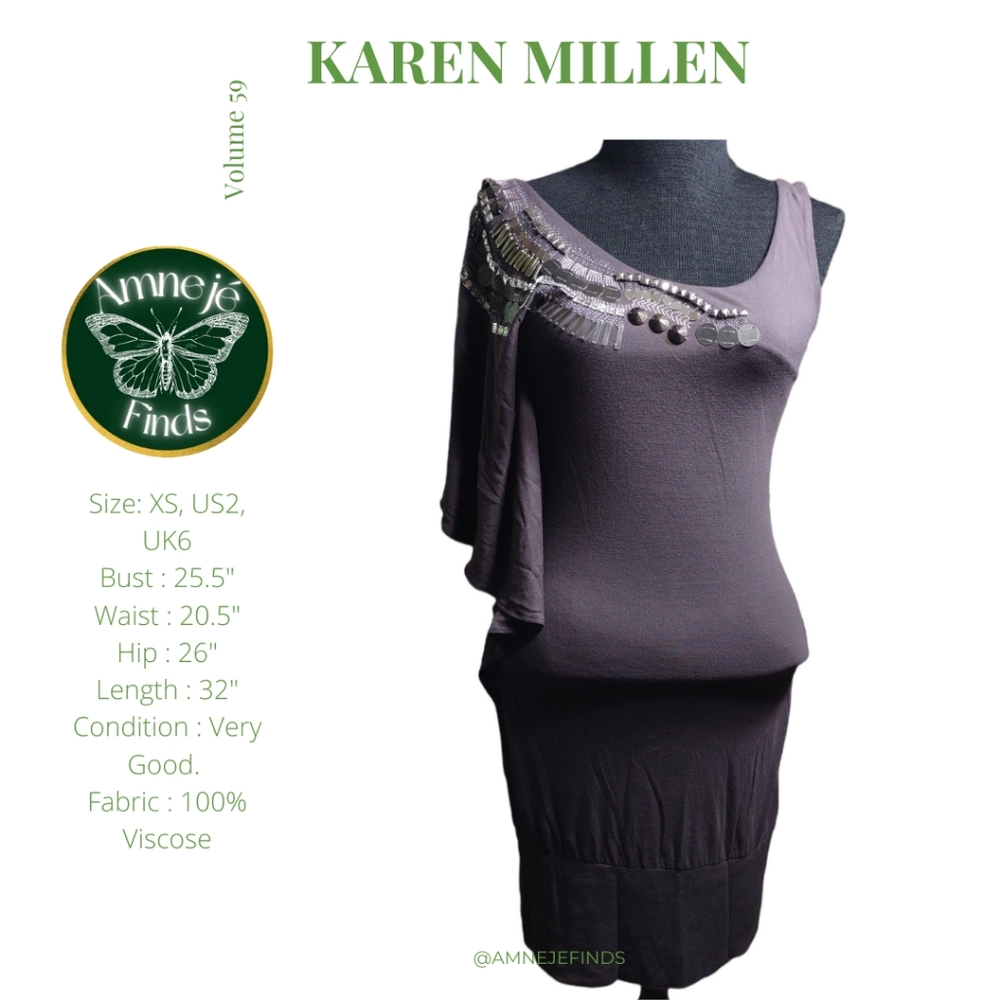 Karen Millen Grey Scoop Neck Mini Dress XS